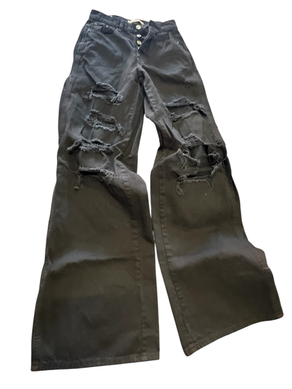Black Distressed Flared Baggie PacSun Women’s 25 Button Fly Jeans